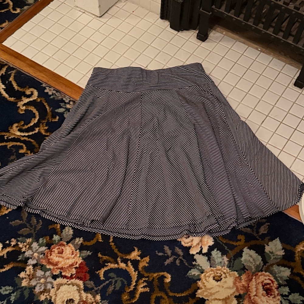 Talbots Black and White Striped Skater Skirt- knee length .Worn a bunch but good